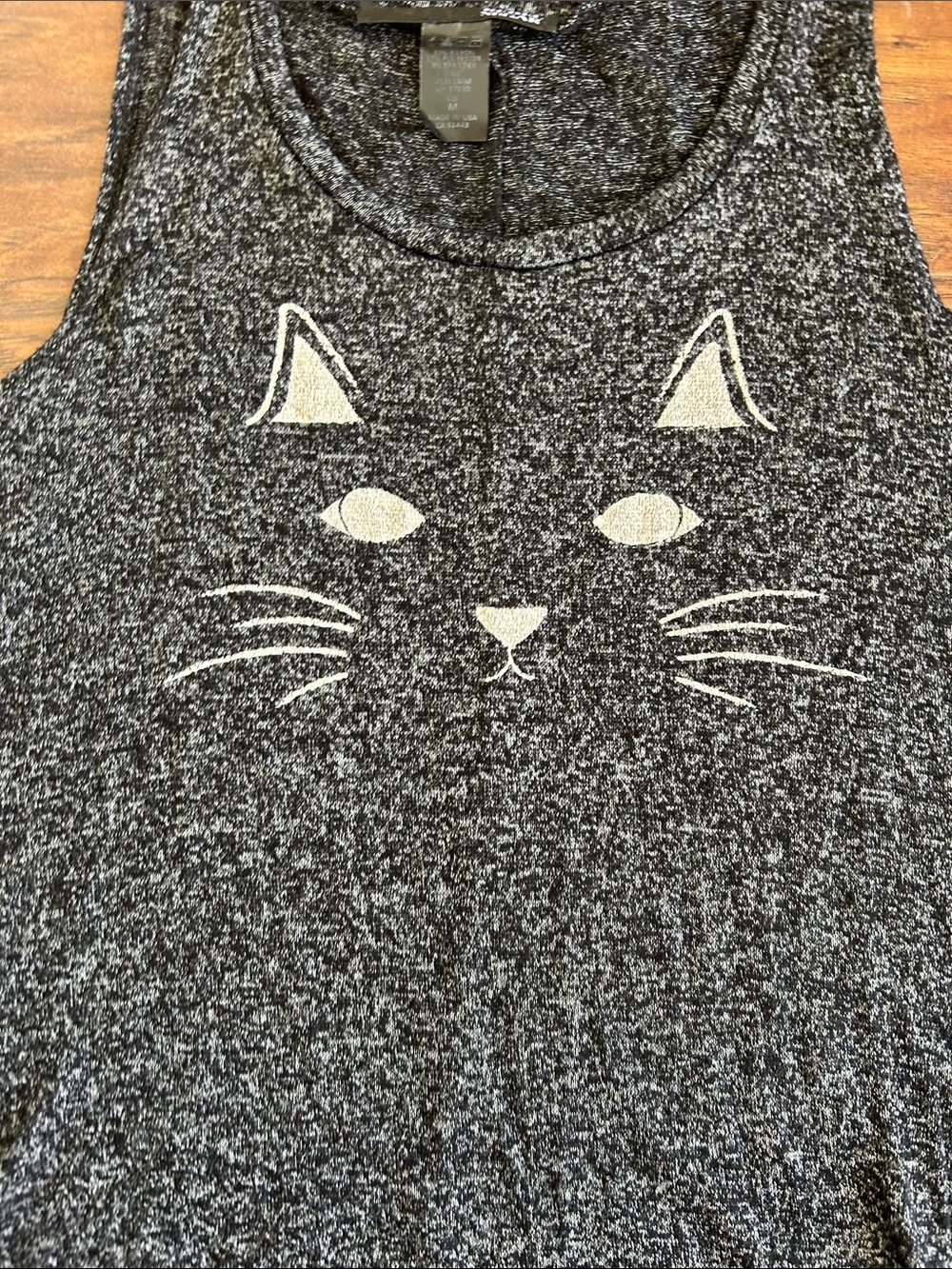 Rebel Sugar Charcoal Cat Face Tank Top - Picture 4 of 5